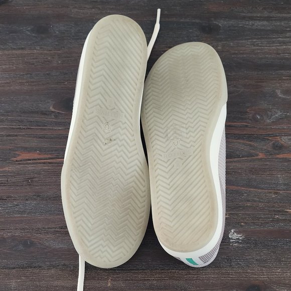 Rothy's Grey Sneakers with Green and Blue Stripe - Picture 3 of 4